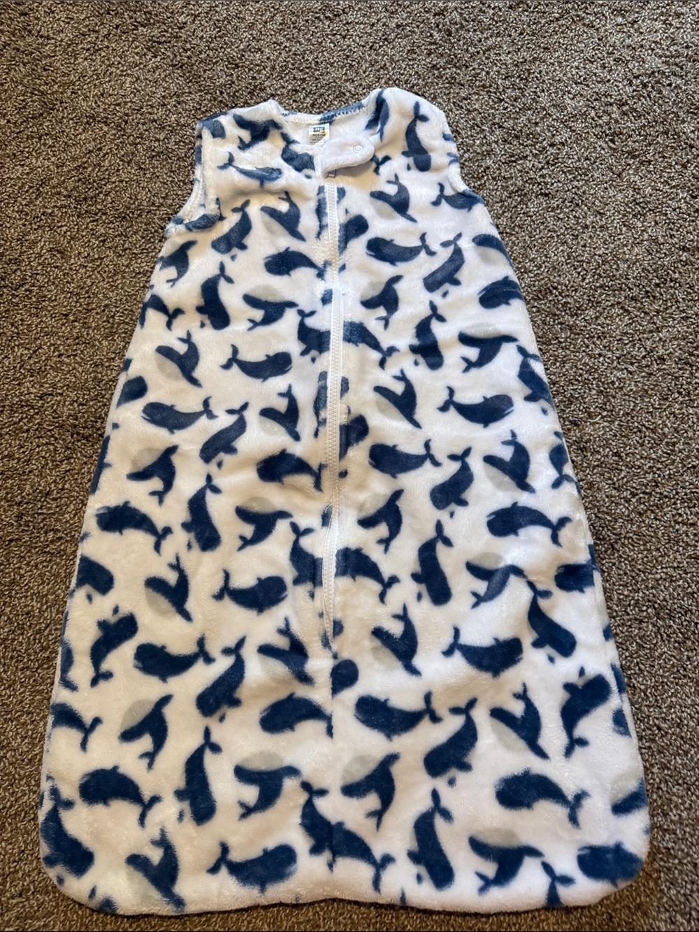 Cozy Blue Whale Fleece Sleep Sack - baby Pajamas 6-12 month
